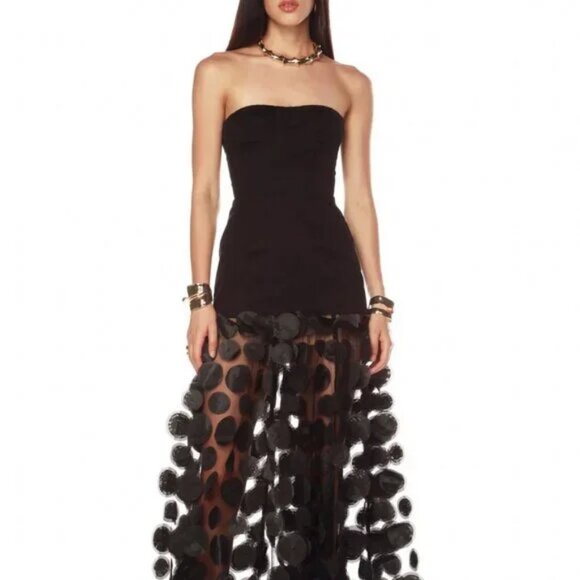 BEST Bronx and Banco Harper Strapless Maxi Dress Gown - Black Cocktail Medium - Picture 7 of 10